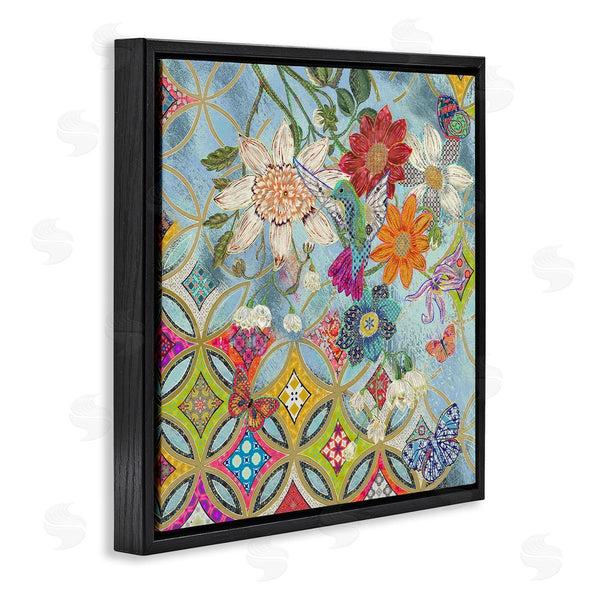 Stupell Industries Sangita Bachelet | Circular Arabesque Pattern Floral Hummingbird