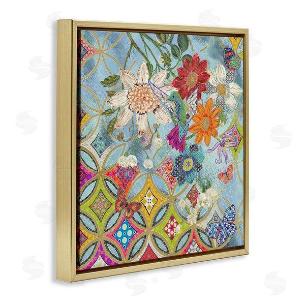 Stupell Industries Sangita Bachelet | Circular Arabesque Pattern Floral Hummingbird