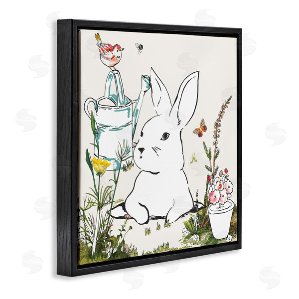 Stupell Industries Sangita Bachelet | Curious Bunny Rabbit Butterfly Garden Florals