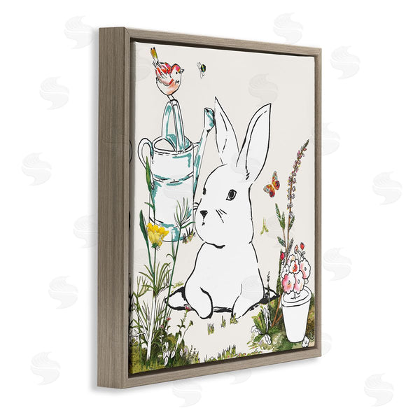 Stupell Industries Sangita Bachelet | Curious Bunny Rabbit Butterfly Garden Florals