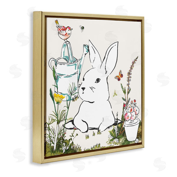 Stupell Industries Sangita Bachelet | Curious Bunny Rabbit Butterfly Garden Florals