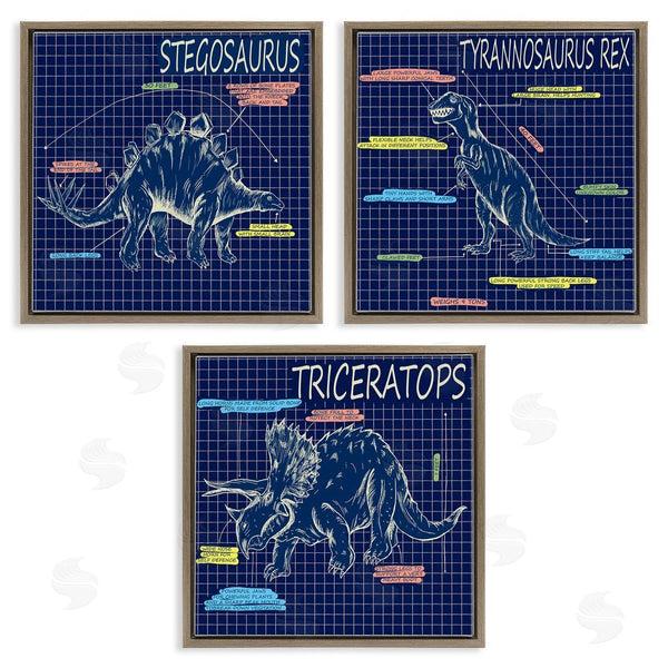 Stupell Industries Sangita Bachelet | Dinosaur Blueprint Chart Reptile Facts Wall Art
