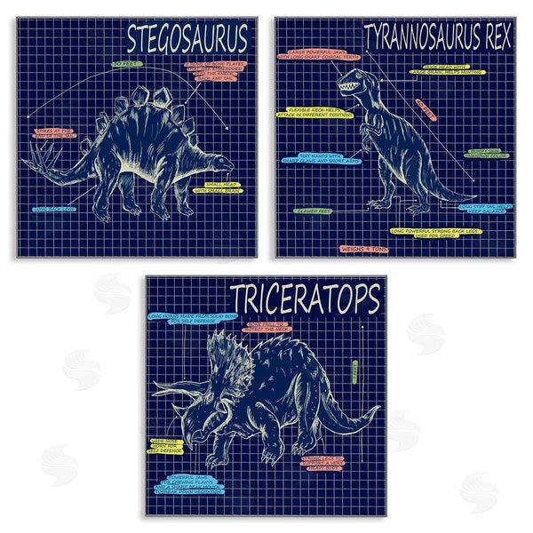 stupell industries Sangita Bachelet | Dinosaur Blueprint Chart Reptile Facts Wall Art
