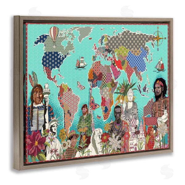 Stupell Industries Sangita Bachelet | Geometric Pattern World Map
