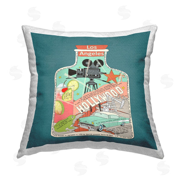 Stupell Industries Sangita Bachelet | Los Angeles Hollywood Landmarks Printed Throw Pillow