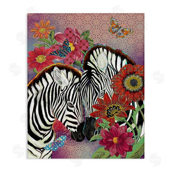 stupell industries Sangita Bachelet | Loving Zebra Pair over Pink Arabesque Pattern