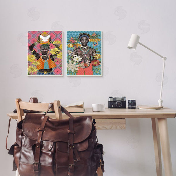 Stupell Industries Sangita Bachelet | Male Figures With Florals & Geometric Patterns Wall Art