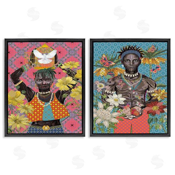 Stupell Industries Sangita Bachelet | Male Figures With Florals & Geometric Patterns Wall Art