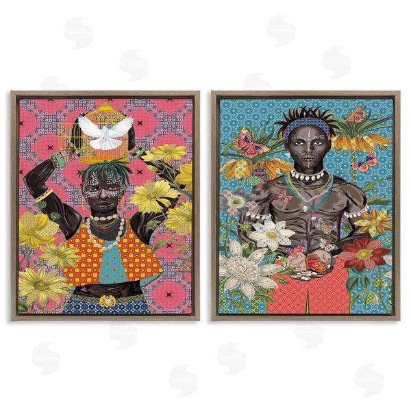 Stupell Industries Sangita Bachelet | Male Figures With Florals & Geometric Patterns Wall Art