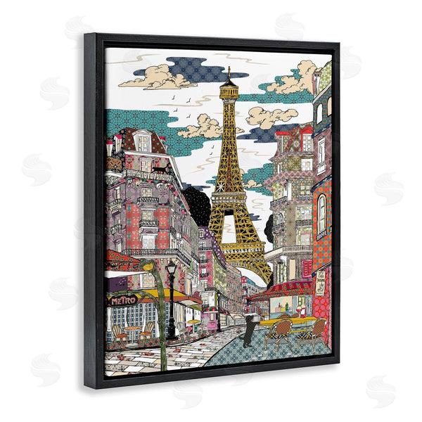 Stupell Industries Sangita Bachelet | Patchwork Pattern Paris Architecture Abstract Urban City