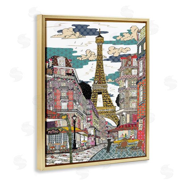 Stupell Industries Sangita Bachelet | Patchwork Pattern Paris Architecture Abstract Urban City