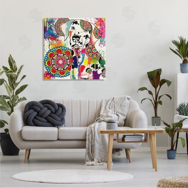 Stupell Industries Sangita Bachelet | Pet Labrador Dog Portrait Vibrant Boho Medallion Pattern Wall Art