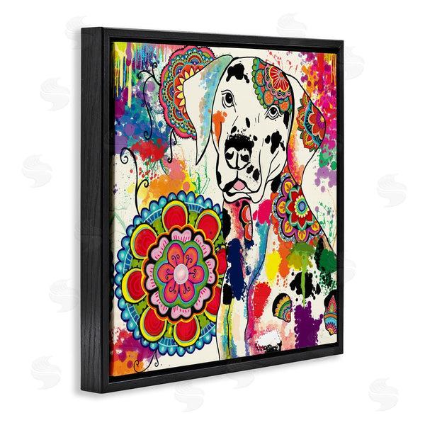 Stupell Industries Sangita Bachelet | Pet Labrador Dog Portrait Vibrant Boho Medallion Pattern Wall Art