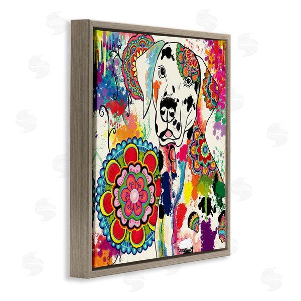Stupell Industries Sangita Bachelet | Pet Labrador Dog Portrait Vibrant Boho Medallion Pattern Wall Art