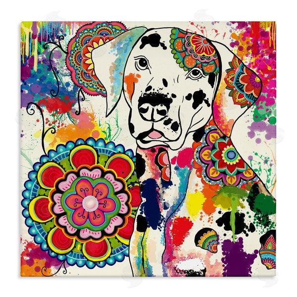 stupell industries Sangita Bachelet | Pet Labrador Dog Portrait Vibrant Boho Medallion Pattern Wall Art