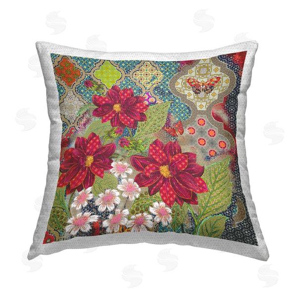 Stupell Industries Sangita Bachelet | Quatrefoil Patterned Flowers Printed Throw Pillow
