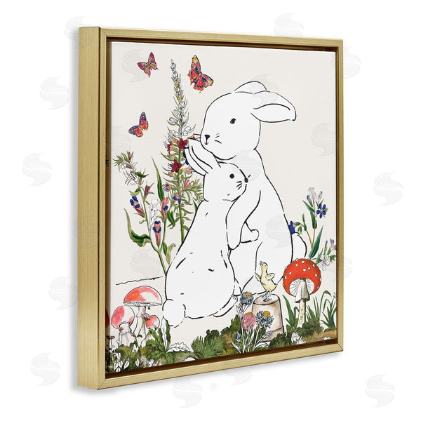 Stupell Industries Sangita Bachelet | Rabbit Hugs In Spring Meadow Butterfly Garden