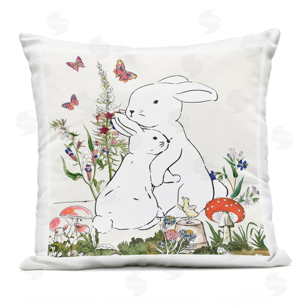 Stupell Industries Sangita Bachelet | Rabbit Hugs & Spring Flowers Printed Throw Pillow