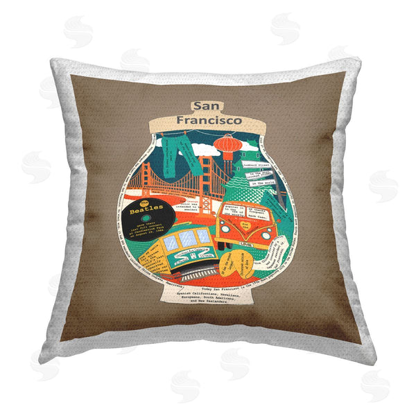 Stupell Industries Sangita Bachelet | San Francisco Vintage Fact Jar Printed Throw Pillow