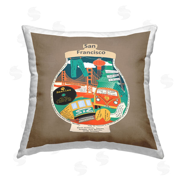 stupell industries Sangita Bachelet | San Francisco Vintage Fact Jar Printed Throw Pillow