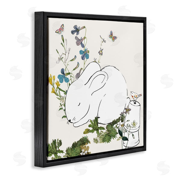 Stupell Industries Sangita Bachelet | Sleeping Bunny Rabbit Soft Butterfly Garden Wall Art