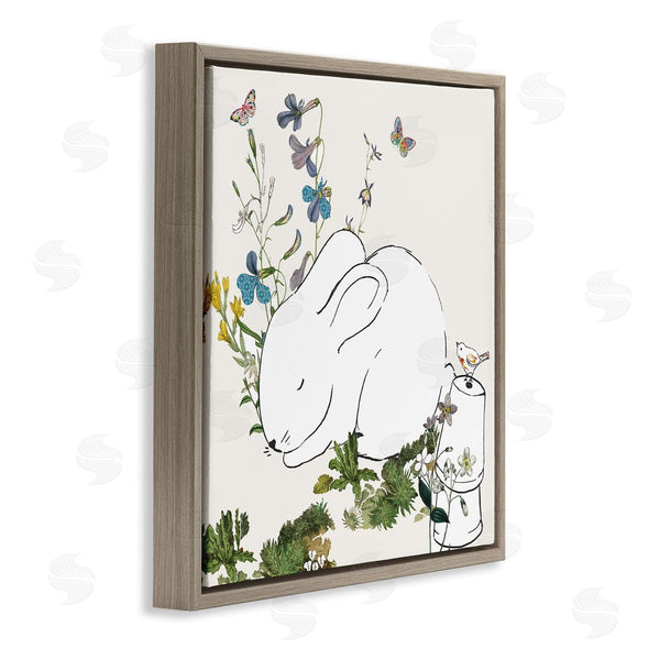 Stupell Industries Sangita Bachelet | Sleeping Bunny Rabbit Soft Butterfly Garden Wall Art