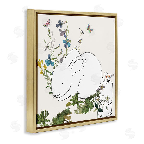 Stupell Industries Sangita Bachelet | Sleeping Bunny Rabbit Soft Butterfly Garden Wall Art