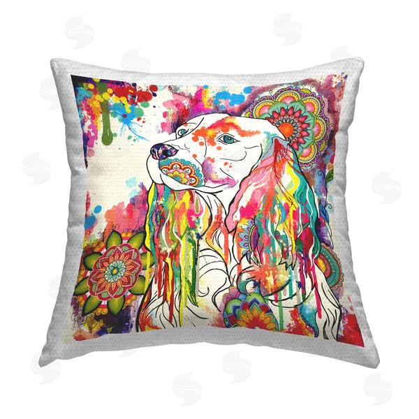 Stupell Industries Sangita Bachelet | Spaniel Dog Portrait Mandalas Printed Throw Pillow