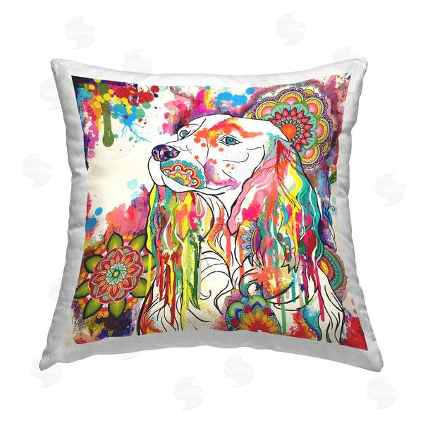 stupell industries Sangita Bachelet | Spaniel Dog Portrait Mandalas Printed Throw Pillow