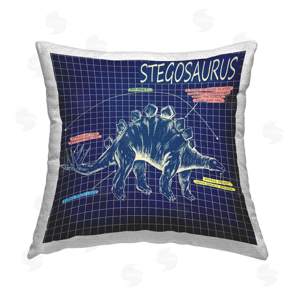 Stupell Industries Sangita Bachelet | Stegosaurus Educational Blueprint Printed Throw Pillow
