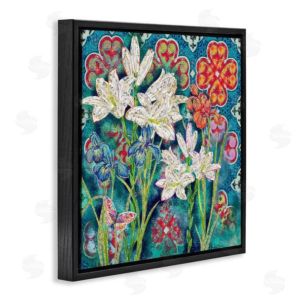 Stupell Industries Sangita Bachelet | Vibrant Lilies Butterfly Geometric Pattern