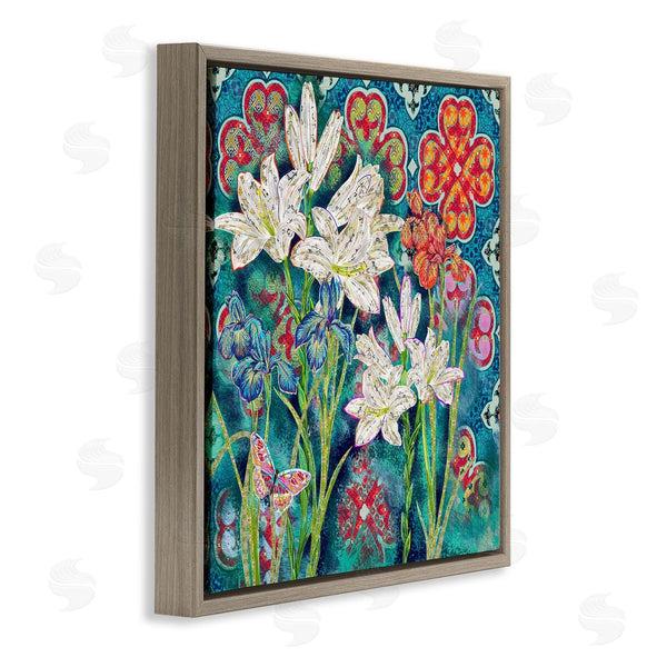 Stupell Industries Sangita Bachelet | Vibrant Lilies Butterfly Geometric Pattern