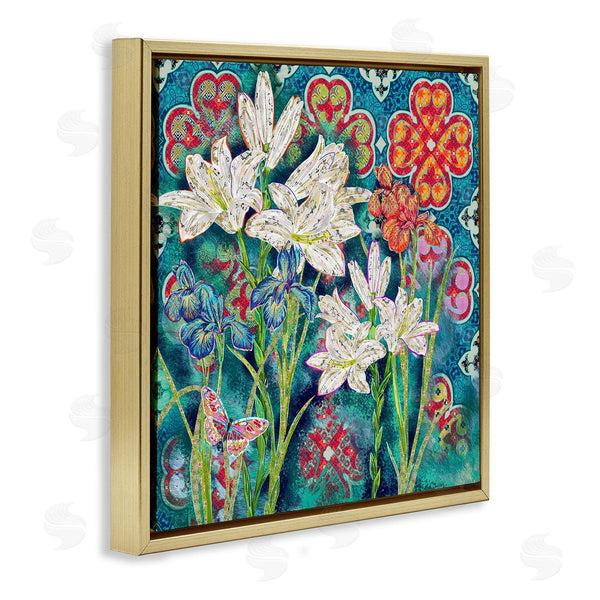 Stupell Industries Sangita Bachelet | Vibrant Lilies Butterfly Geometric Pattern