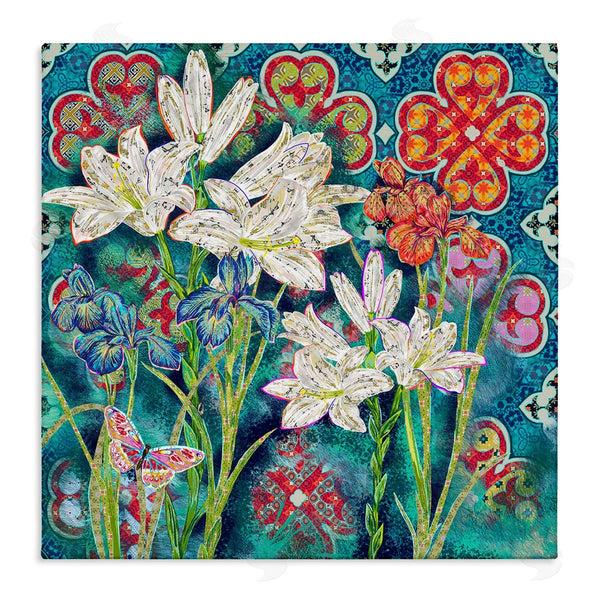 stupell industries Sangita Bachelet | Vibrant Lilies Butterfly Geometric Pattern