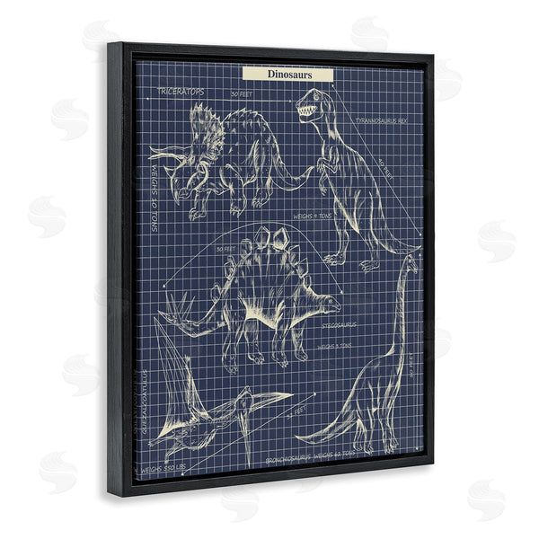 Stupell Industries Sangita Bachelet | Vintage Dinosaur Blueprints Dino Fact