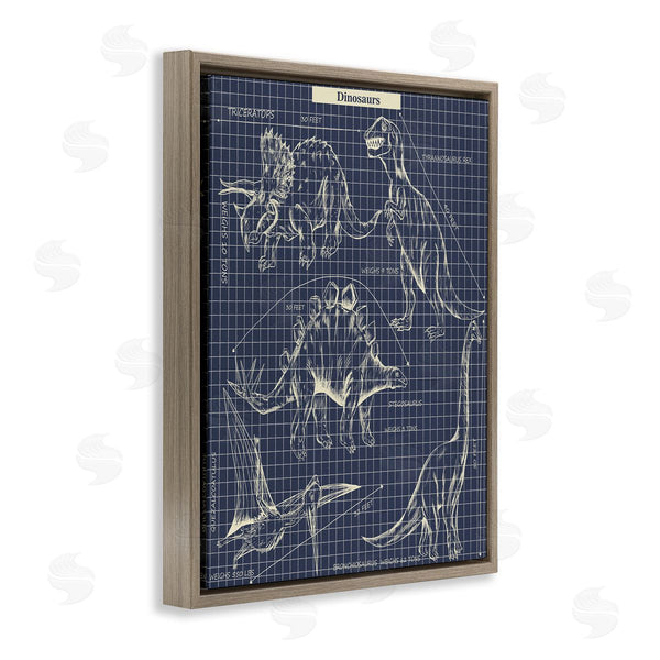 Stupell Industries Sangita Bachelet | Vintage Dinosaur Blueprints Dino Fact