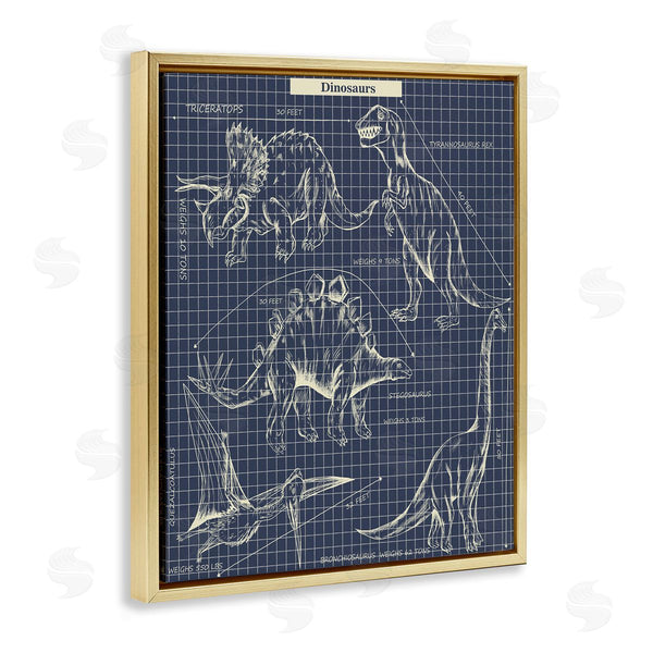 Stupell Industries Sangita Bachelet | Vintage Dinosaur Blueprints Dino Fact