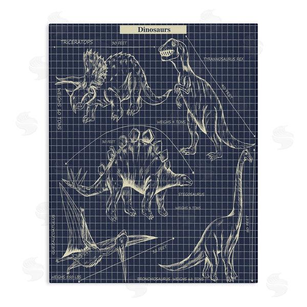 stupell industries Sangita Bachelet | Vintage Dinosaur Blueprints Dino Fact