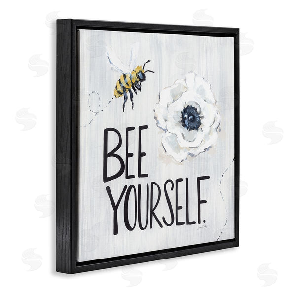 Stupell Industries Sara Baker | Bee Yourself Inspirational Phrase Bumble Flower Blossom Wall Art