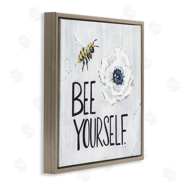 Stupell Industries Sara Baker | Bee Yourself Inspirational Phrase Bumble Flower Blossom Wall Art