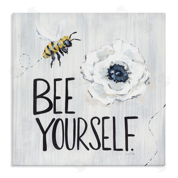 stupell industries Sara Baker | Bee Yourself Inspirational Phrase Bumble Flower Blossom Wall Art