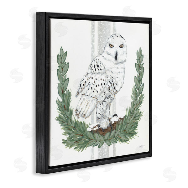 Stupell Industries Sara Baker | Charming Laurels Surrounding Wise Snowy Owl Illustration Wall Art