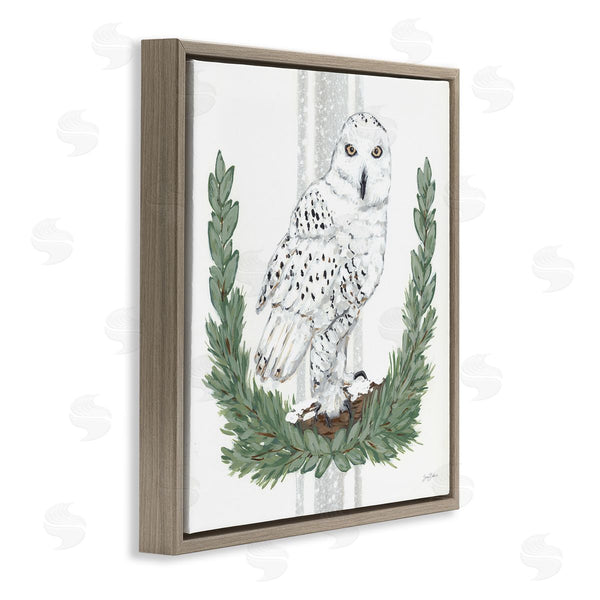 Stupell Industries Sara Baker | Charming Laurels Surrounding Wise Snowy Owl Illustration Wall Art