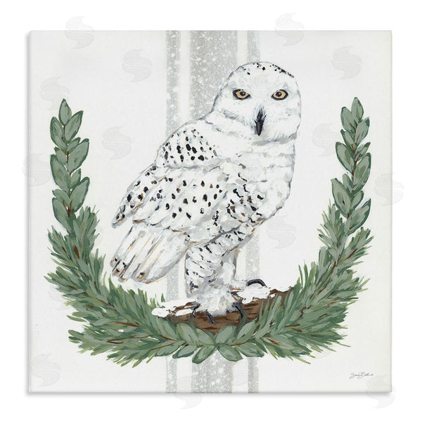 stupell industries Sara Baker | Charming Laurels Surrounding Wise Snowy Owl Illustration Wall Art