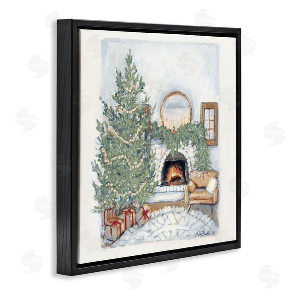 Stupell Industries Sara Baker | Cozy Christmas Night Gifts Decorated Fireplace Hearth Wall Art
