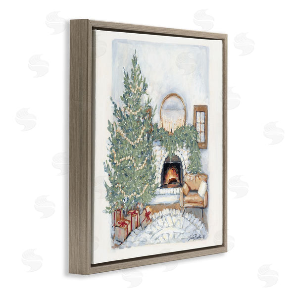 Stupell Industries Sara Baker | Cozy Christmas Night Gifts Decorated Fireplace Hearth Wall Art