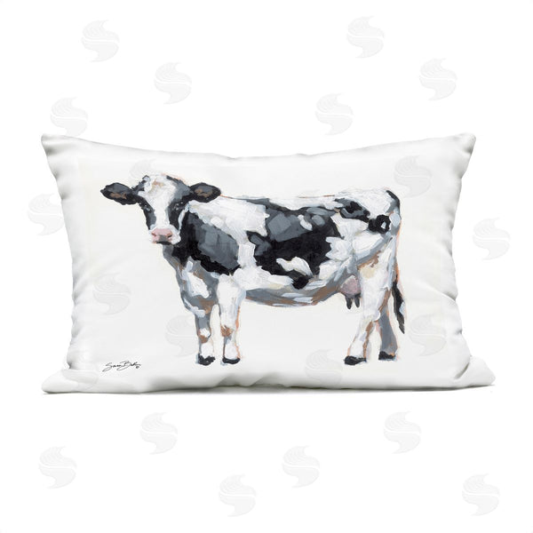 Stupell Industries Sara Baker | Dairy Cow On White Printed Throw Pillow
