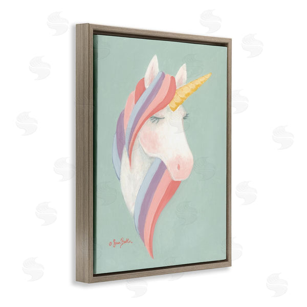 Stupell Industries Sara Baker | Dazzling Unicorn Pastel Striped Mane Fantasy Horse Wall Art
