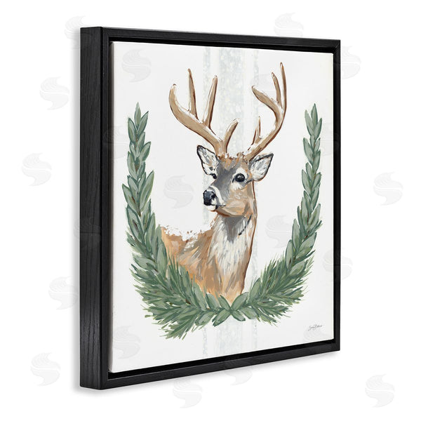 Stupell Industries Sara Baker | Elegant Deer Antlers Laurels Portrait White Background Wall Art