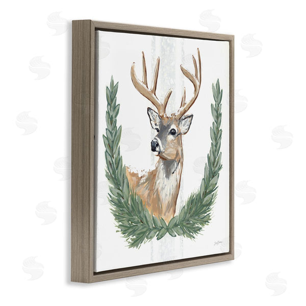 Stupell Industries Sara Baker | Elegant Deer Antlers Laurels Portrait White Background Wall Art